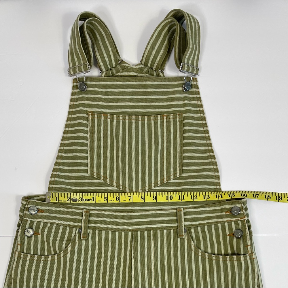 GANNI Striped Olive Overalls. 40 - Picture 3 of 5